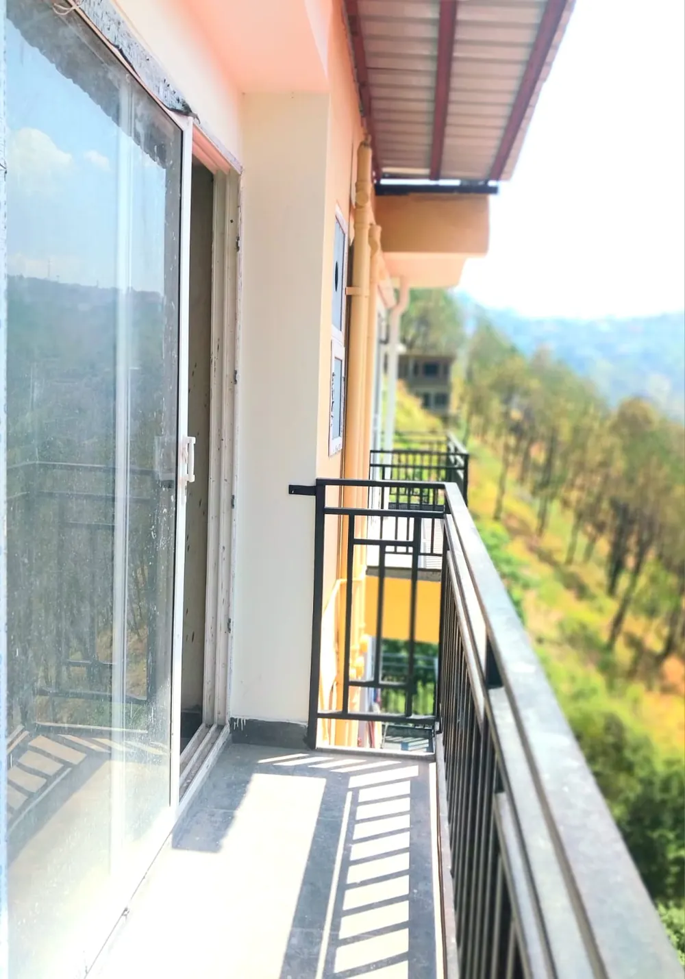 Balcony with sliding glass doors